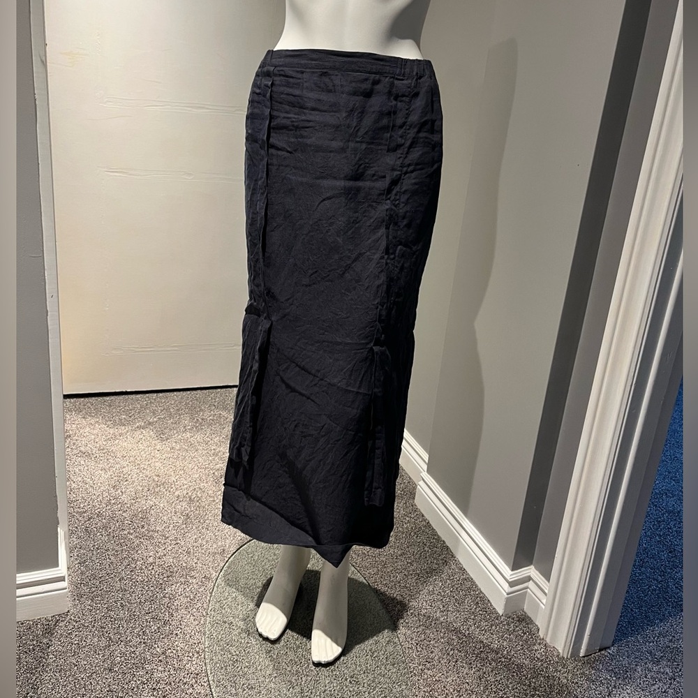 Shirin Guild S Navy Linen Maxi Skirt